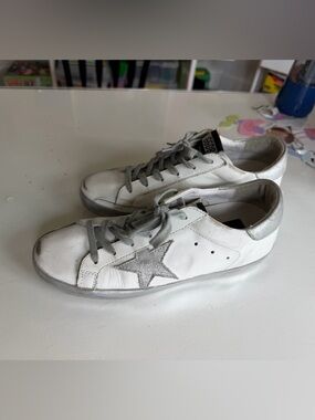 Golden Goose White Sneakers with Silver Star